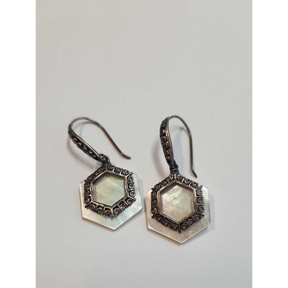 Mother-of-PearlβHexagon Drop Earrings in Sterling Silver 925